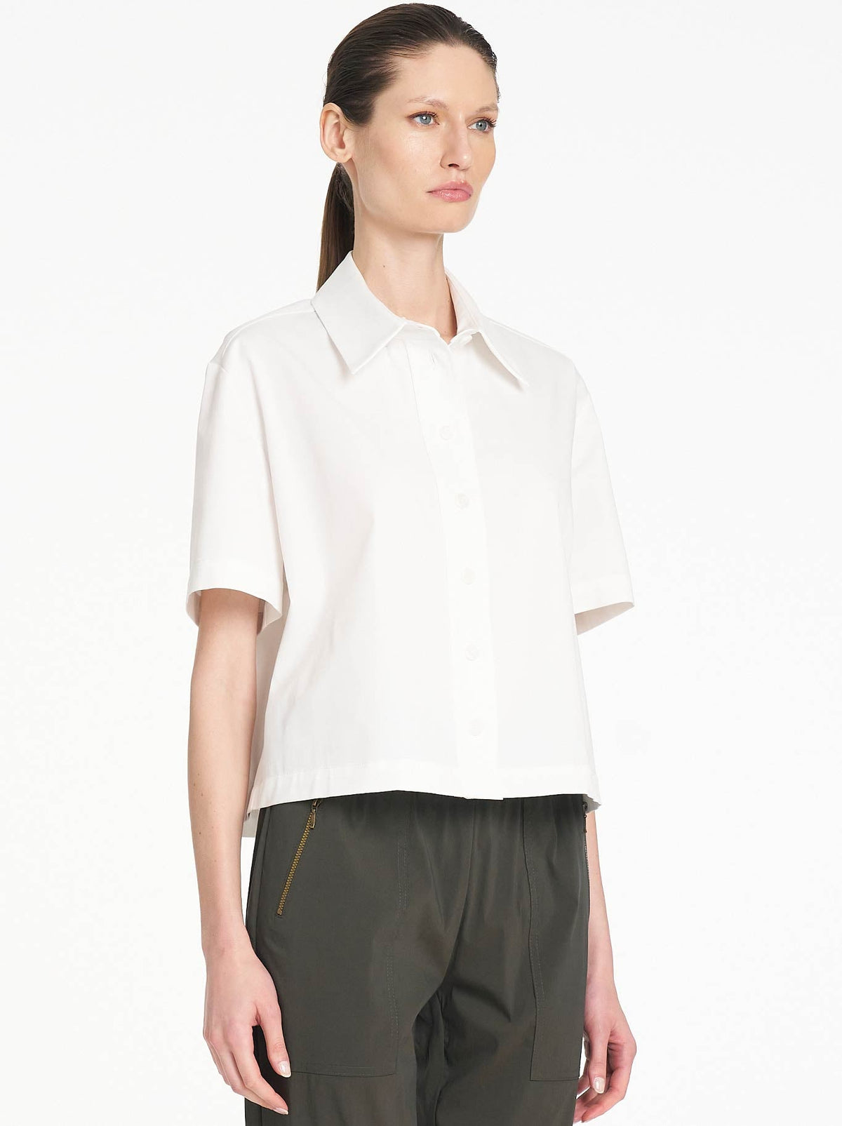 Mela Purdie Crop Shirt (White)