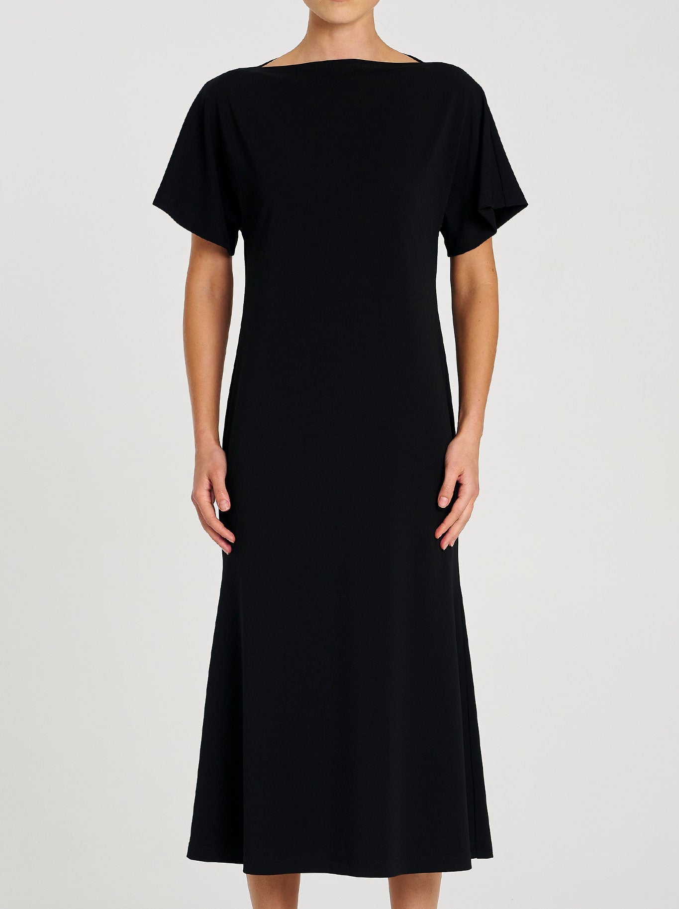 Image of Dresses. Productname: Mela Purdie Slash Neck Dress in Black colour by brand - Mela Purdie