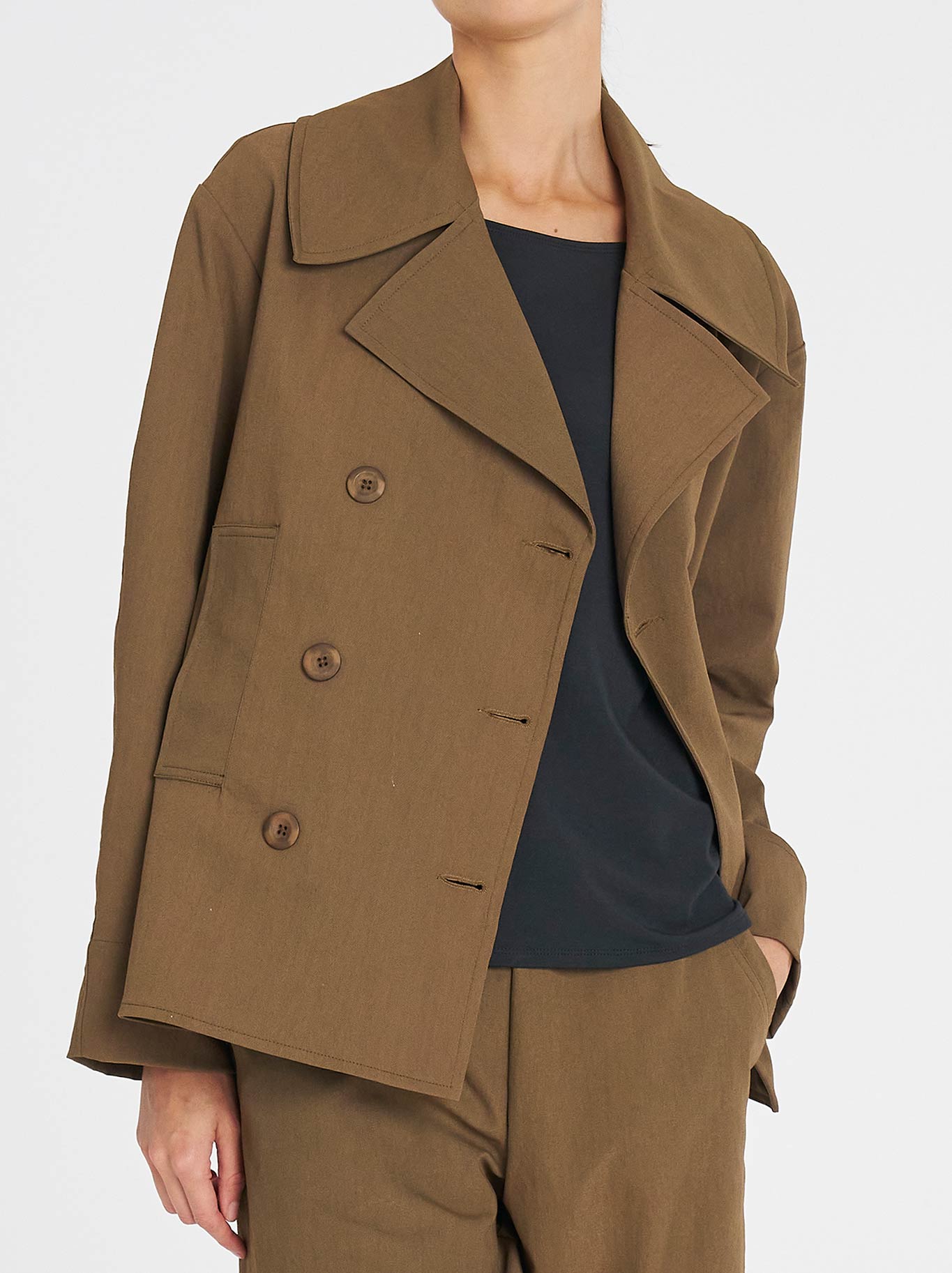 Image of Coats & Jackets. Productname: Mela Purdie Pea Jacket in Tannin colour by brand - Mela Purdie