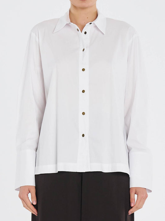 Image of Shirts. Productname: MELA PURDIE STUD SHIRT in White colour by brand - Mela Purdie