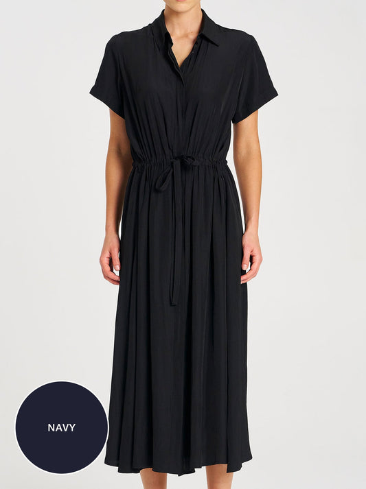 Image of Dresses. Productname: MELA PURDIE DRAW WAIST T DRESS in Navy A colour by brand - Mela Purdie