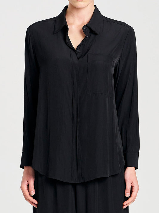 Image of Shirts. Productname: MELA PURDIE SINGLE POCKET SHIRT in Black colour by brand - Mela Purdie