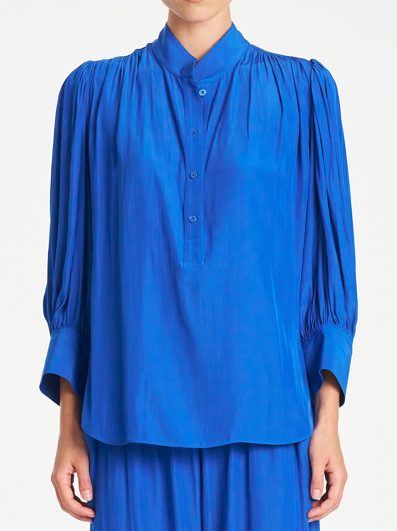 Image of Blouses. Product name - Mela Purdie Pavilion Blouse in Lagoon colour by brand - Mela Purdie
