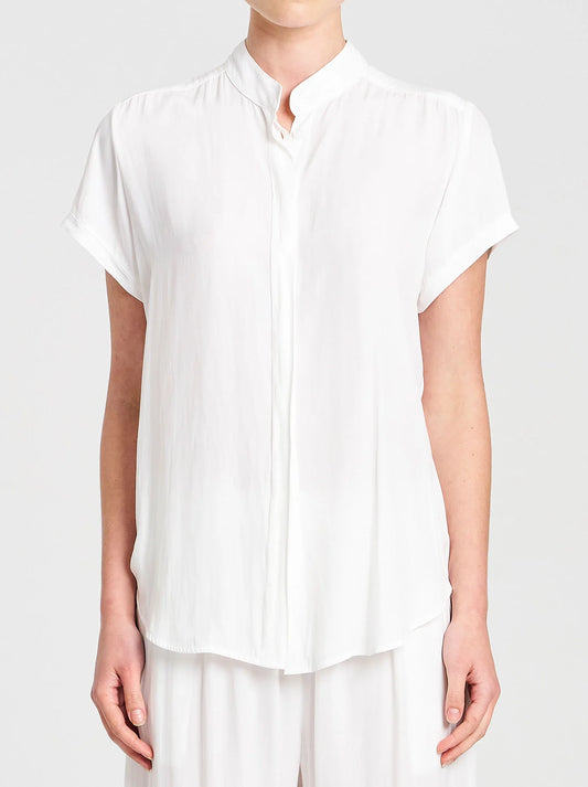 Image of Shirts. Product name - Mela Purdie Soft Stand Shirt in White colour by brand - Mela Purdie