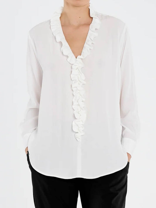 Image of Blouses. Productname: MELA PURDIE LARIAT BLOUSE in White colour by brand - Mela Purdie