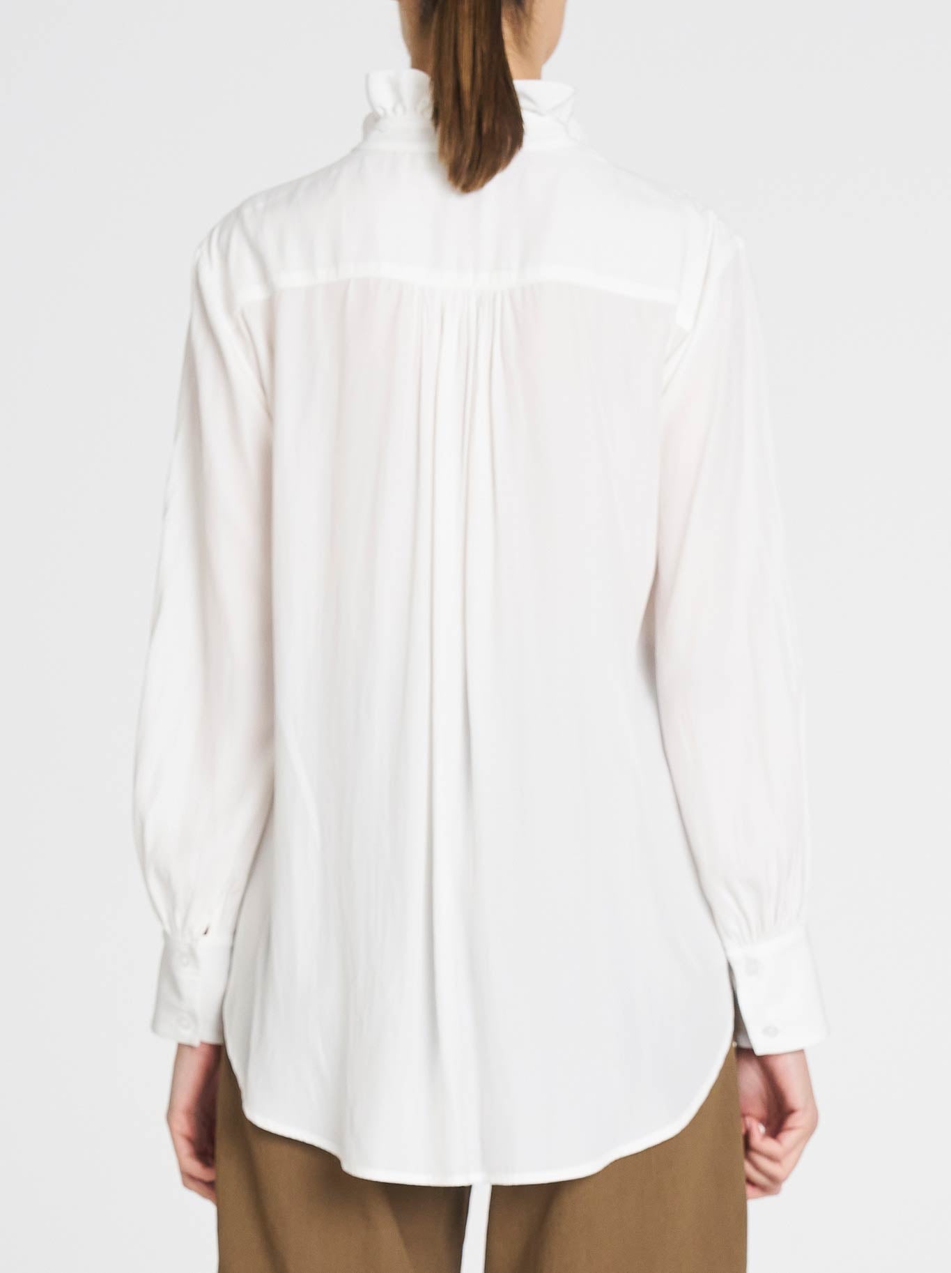 MELA PURDIE FRILL NECK BLOUSE (White)