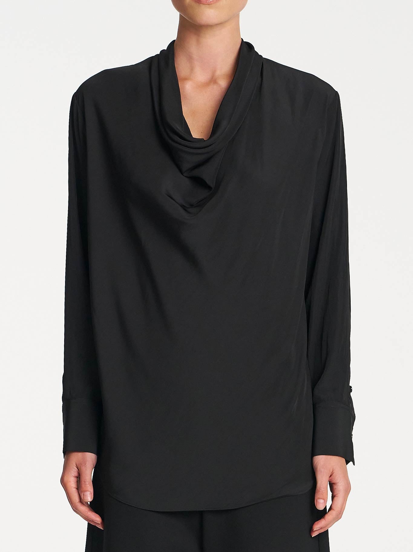Image of Blouses. Product name - MELA PURDIE SCALLOP BLOUSE in Black colour by brand - Mela Purdie
