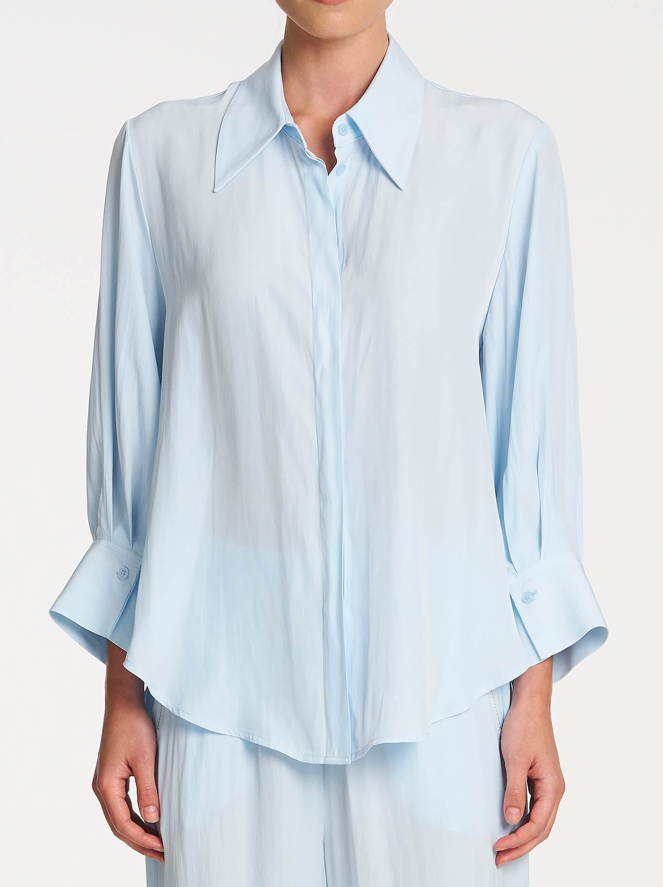 Image of a model wearing Tops. Product name - MELA PURDIE RESORT BLOUSE in Dream colour by brand - Mela Purdie