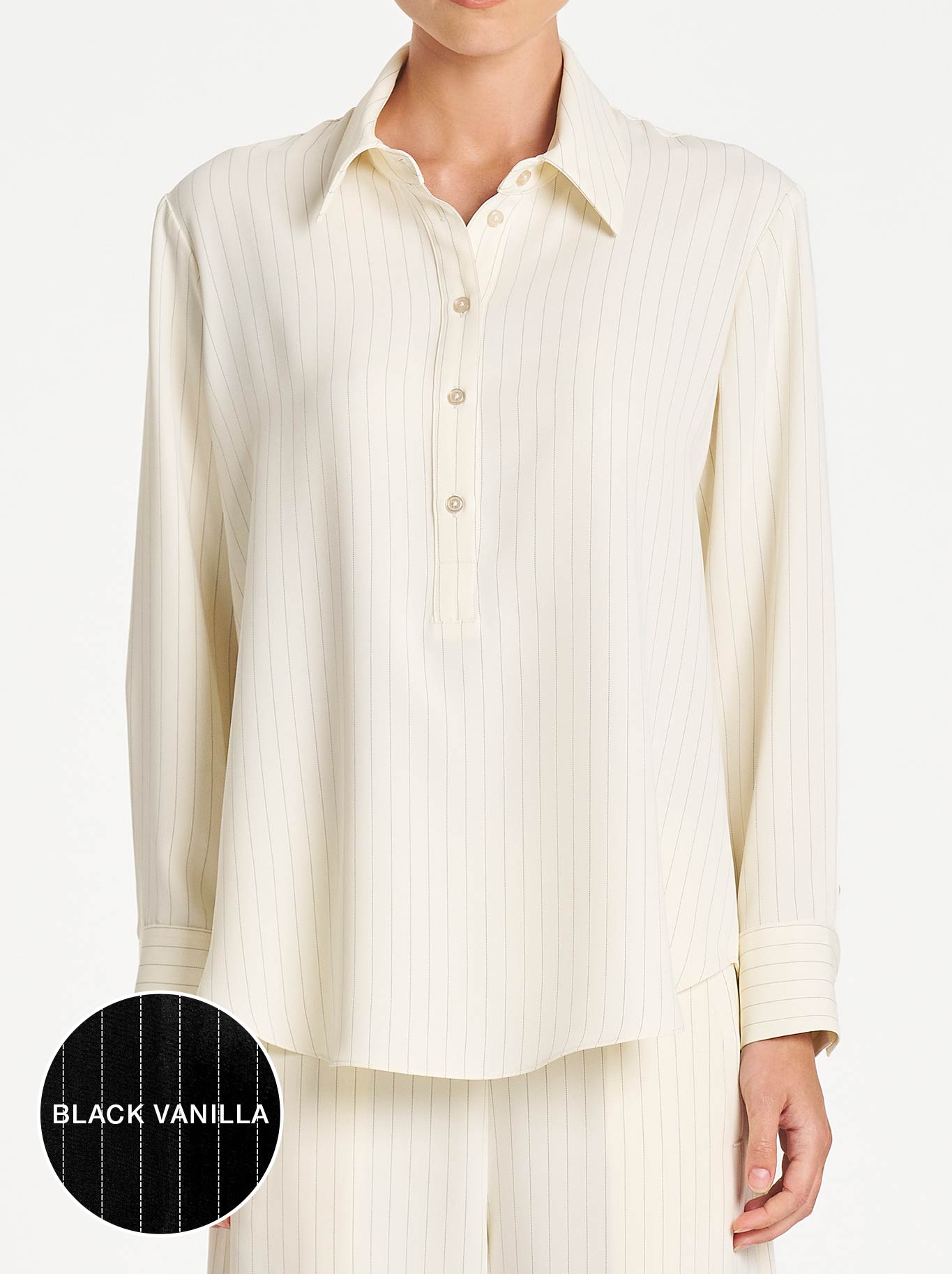 Image of Shirts. Product name - Mela Purdie Tab Shirt in Black/Vanilla colour by brand - Mela Purdie