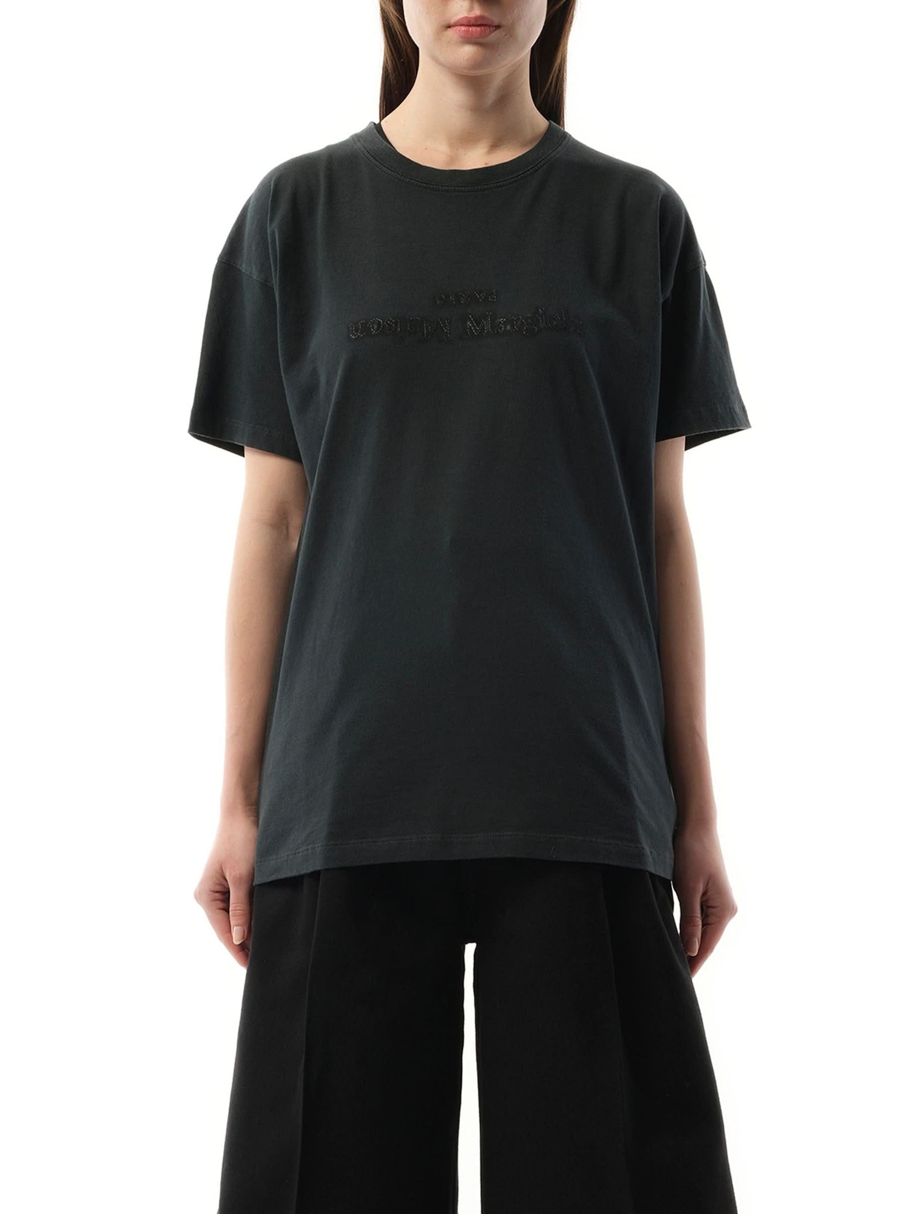 Image of T-Shirts. Product name - Memory of Reverse Logo T-Shirt in Black colour by brand - MAISON MARGIELA