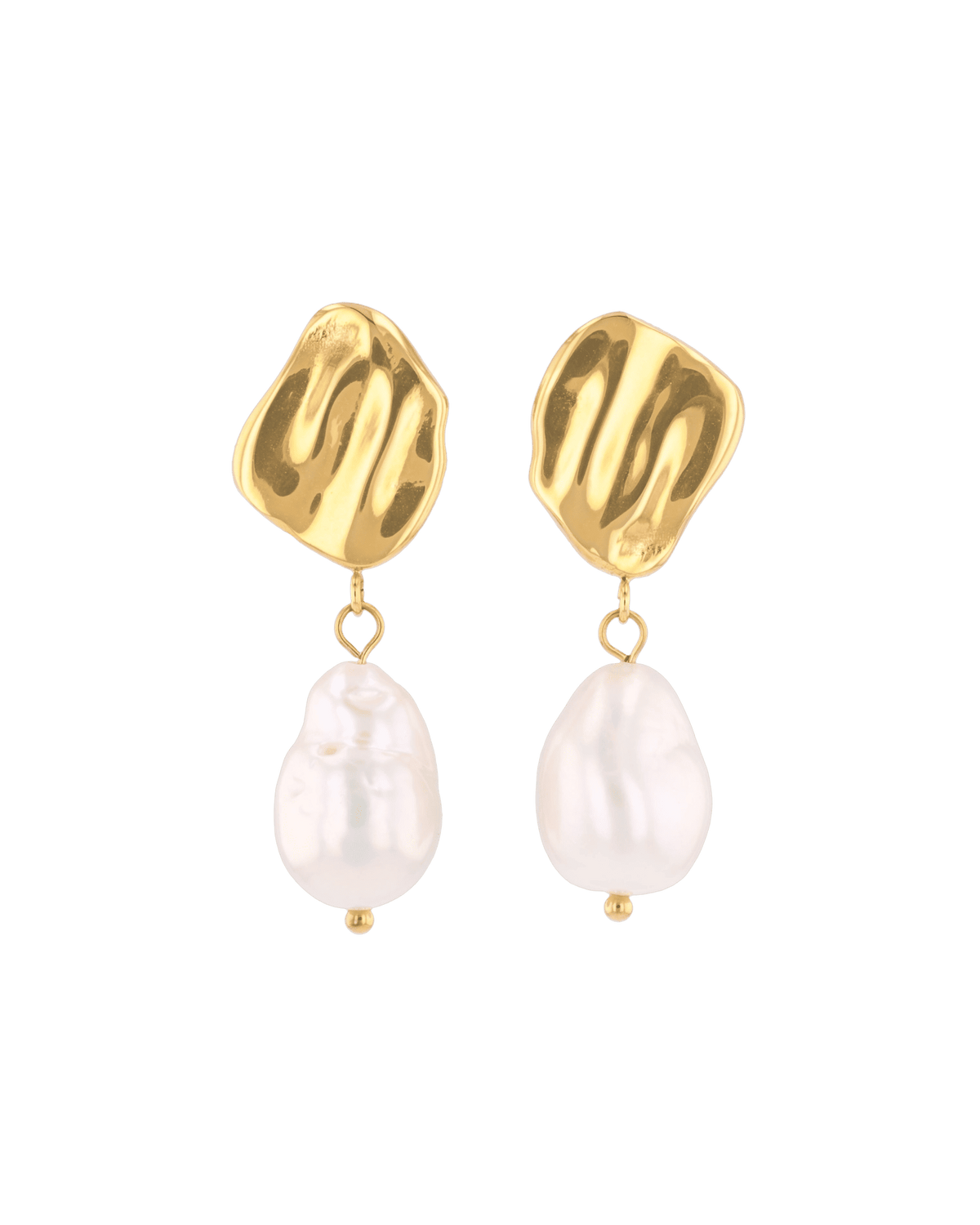 Image of Earrings. Product name - Menton Gold Pearl Earrings in colour by brand - LAVANA
