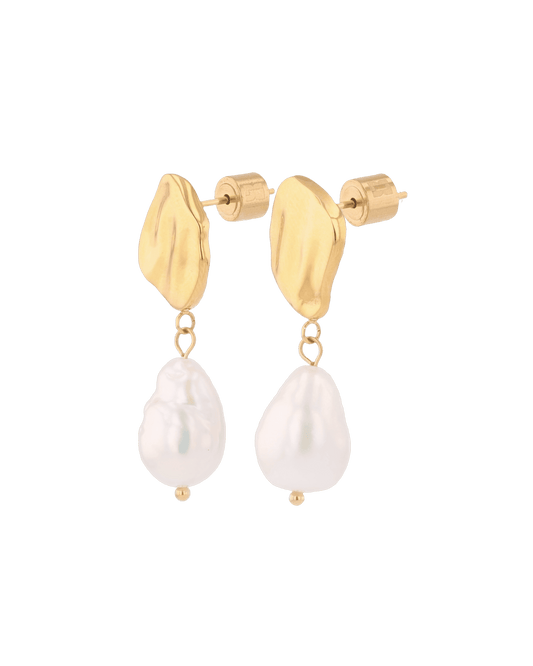 LAVANA Menton Gold Pearl Earrings