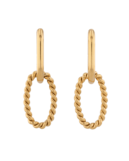 Image of Earrings. Product name - Mia Convertible Gold Hoop Earrings in colour by brand - LAVANA