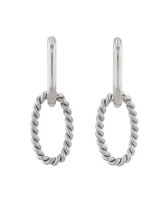 Image of Earrings. Product name - Mia Convertible Silver Hoop Earrings in colour by brand - LAVANA