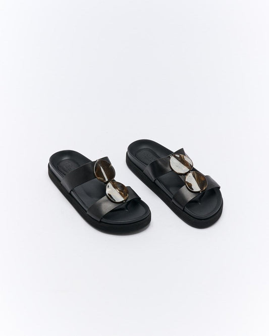 Walnut Melbourne Micah Leather Slide (Black)