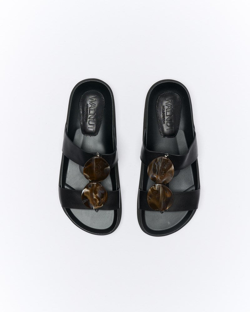 Walnut Melbourne Micah Leather Slide (Black)