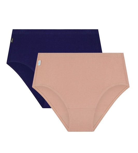 Image of Briefs. Productname: Triumph Sloggi Hikini 2 Pack in Navy & Beige Combination colour by brand - Triumph