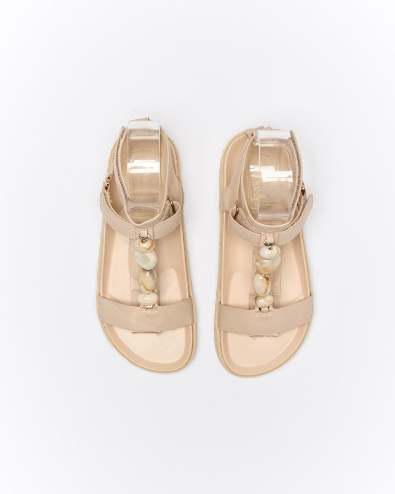 Walnut Melbourne Mietta Leather Sandal (Oyster)