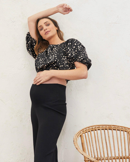 Soon Maternity Mila Balloon Sleeve Top (Black Heart)