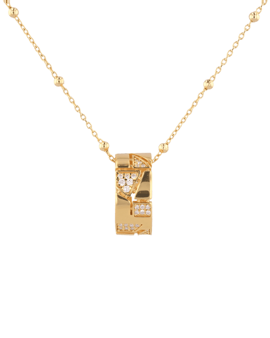 Image of Charms. Product name - Milano Jigsaw Gold Diamond Pendant in colour by brand - LAVANA