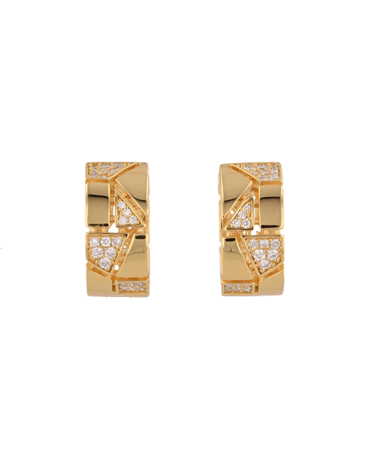 Image of Earrings. Product name - Milano Jigsaw Gold Hoop Earrings in colour by brand - LAVANA