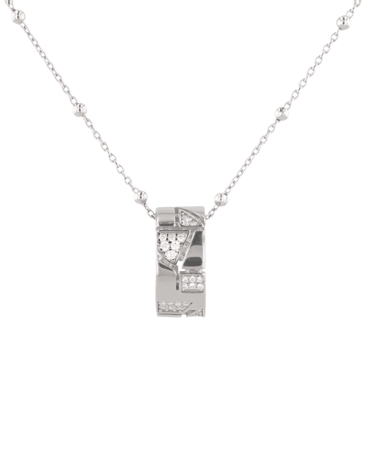 Image of Charms. Product name - Milano Jigsaw Silver Diamond Pendant in colour by brand - LAVANA