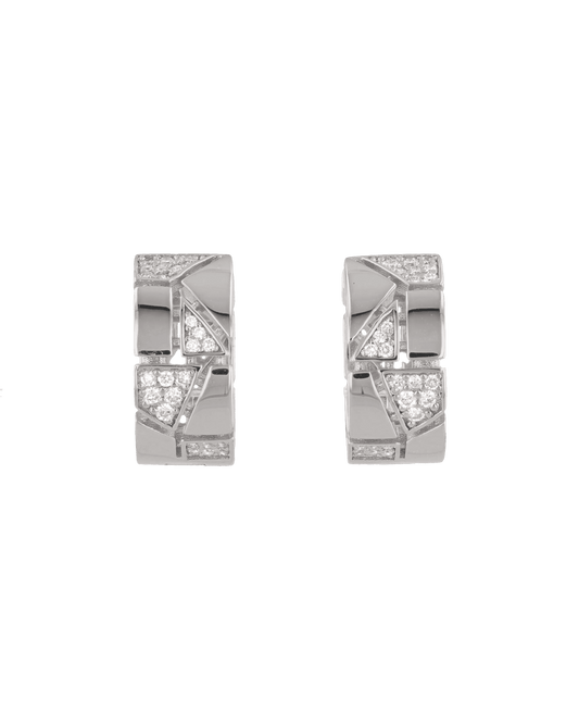 Image of Earrings. Product name - Milano Jigsaw Silver Hoop Earrings in colour by brand - LAVANA