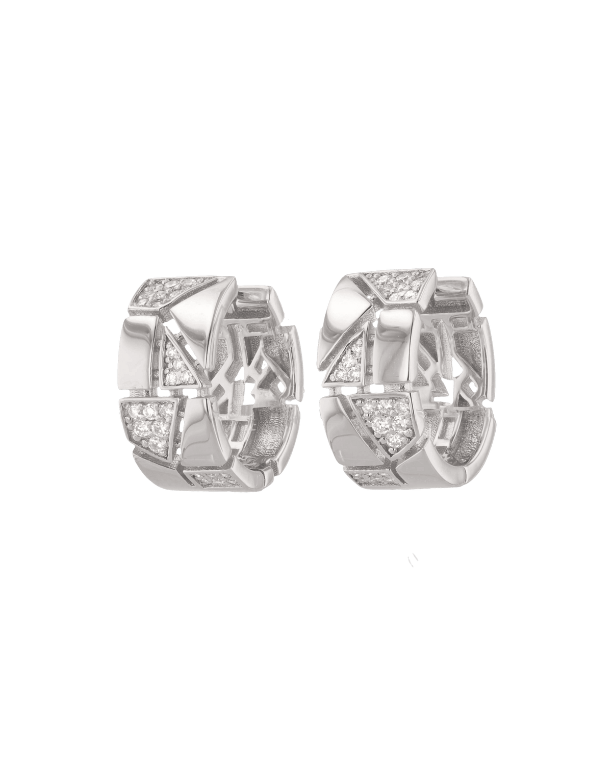 LAVANA Milano Jigsaw Silver Hoop Earrings