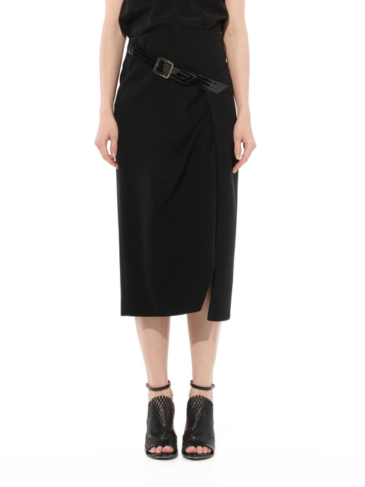 Image of a model wearing Skirts. Productname: GIVENCHY Mini Skirt With Buckle in Black colour by brand - GIVENCHY
