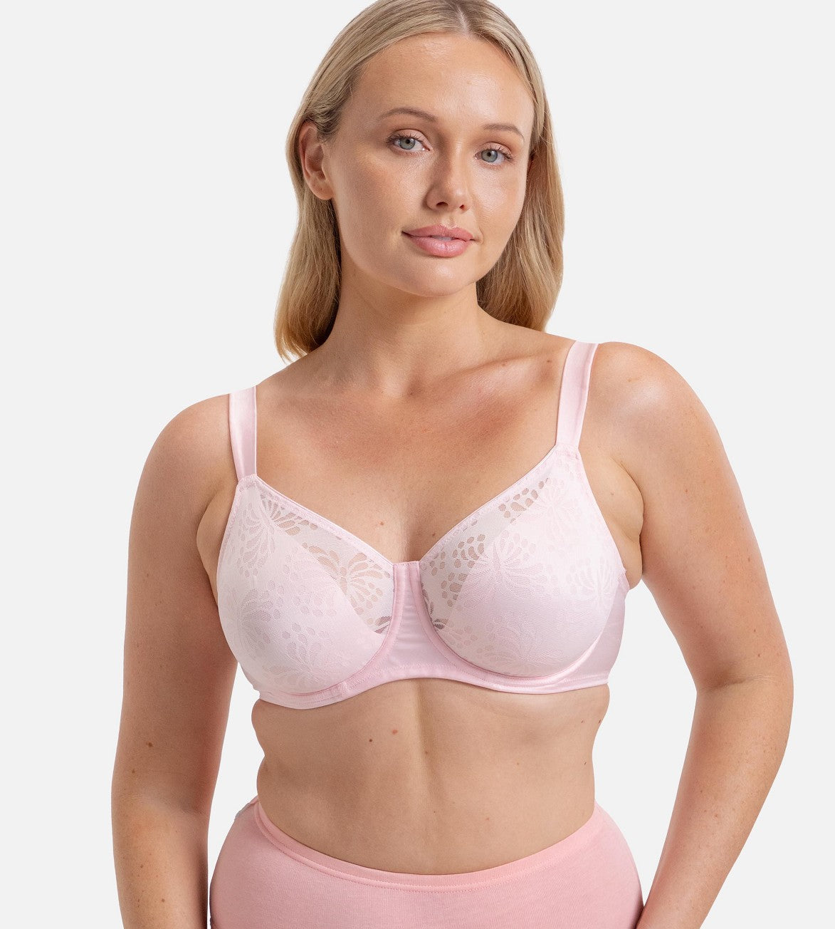 Image of Bras. Productname: Triumph Lacy Minimiser Bra in Pink colour by brand - Triumph