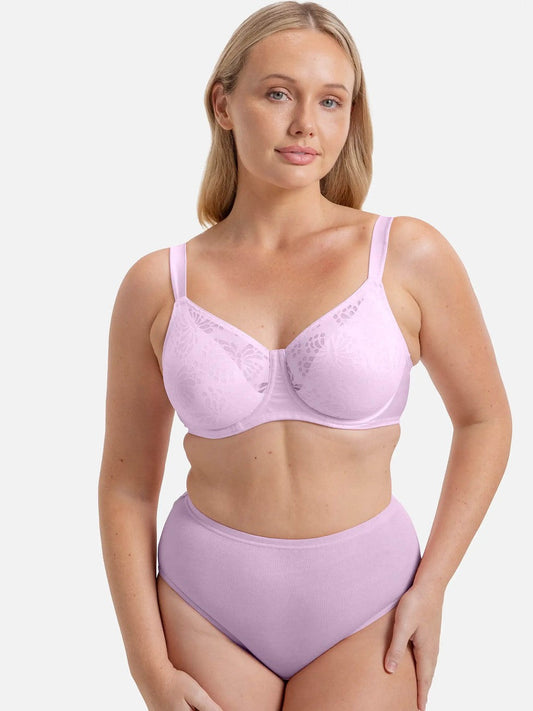 Image of Bras. Productname: Triumph Lacy Minimiser Bra in Crocus colour by brand - Triumph