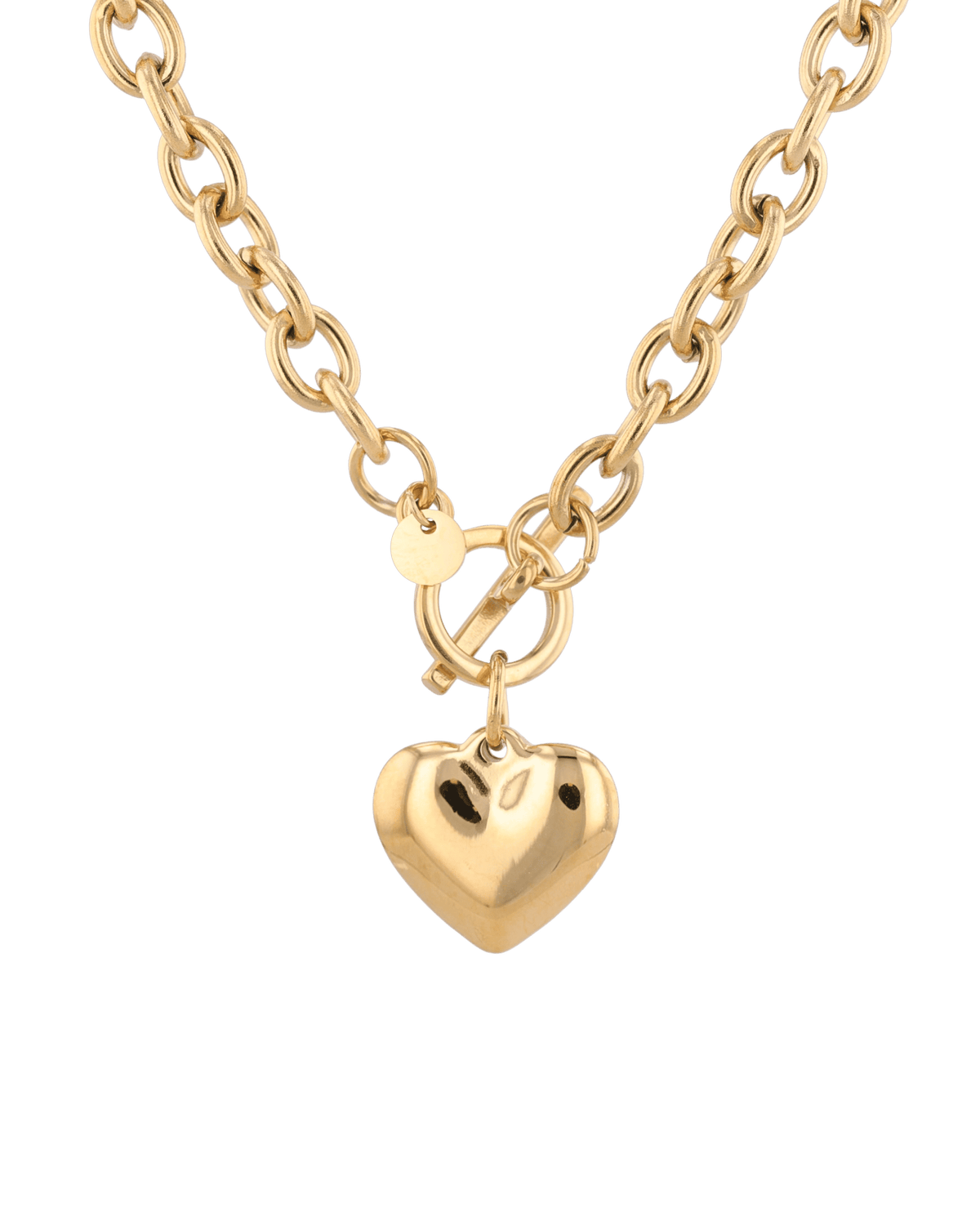 Image of Necklaces. Product name - Mod Heart Gold Chain Necklace in colour by brand - LAVANA