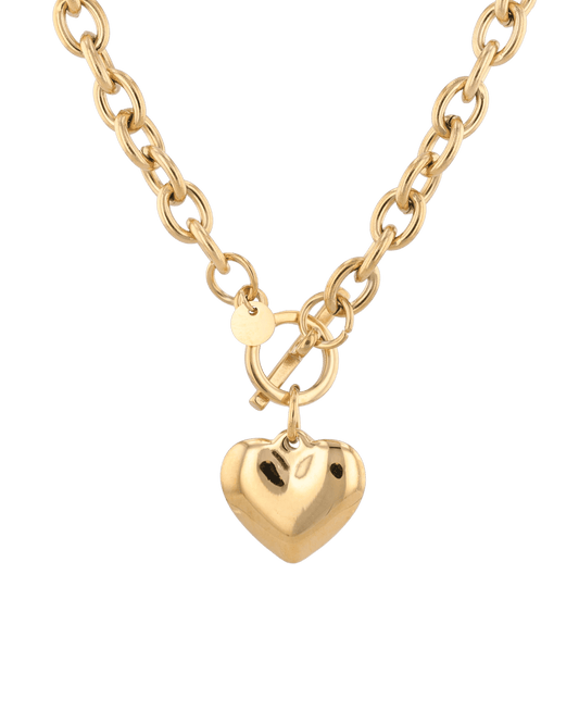 Image of Necklaces. Product name - Mod Heart Gold Chain Necklace in colour by brand - LAVANA