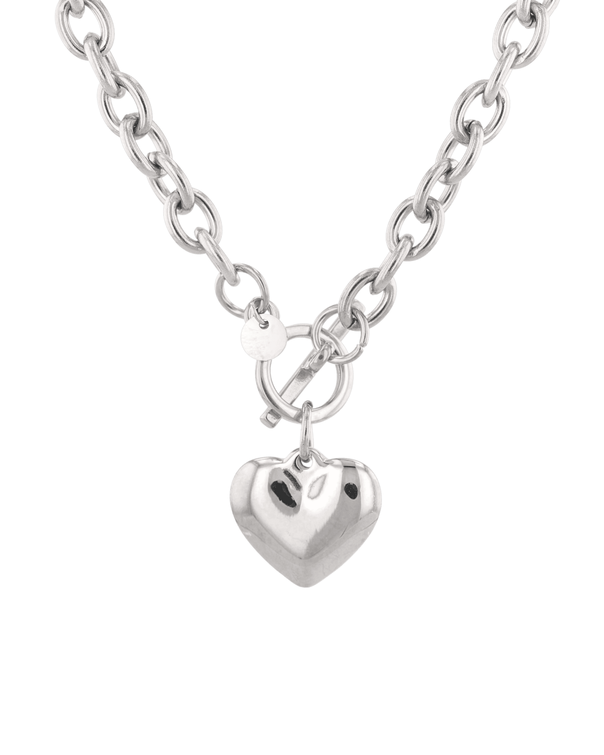 Image of Necklaces. Product name - Mod Heart Silver Chain Necklace in colour by brand - LAVANA