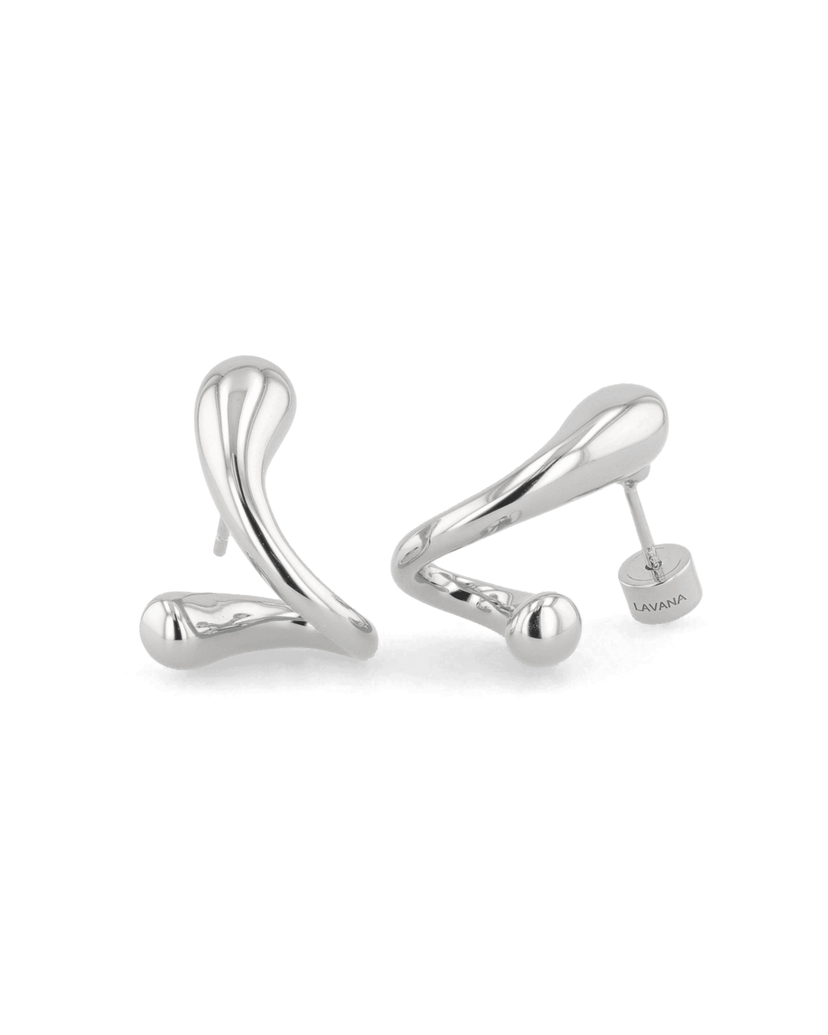Image of Earrings. Product name - Molten Curve Silver Earrings in colour by brand - LAVANA