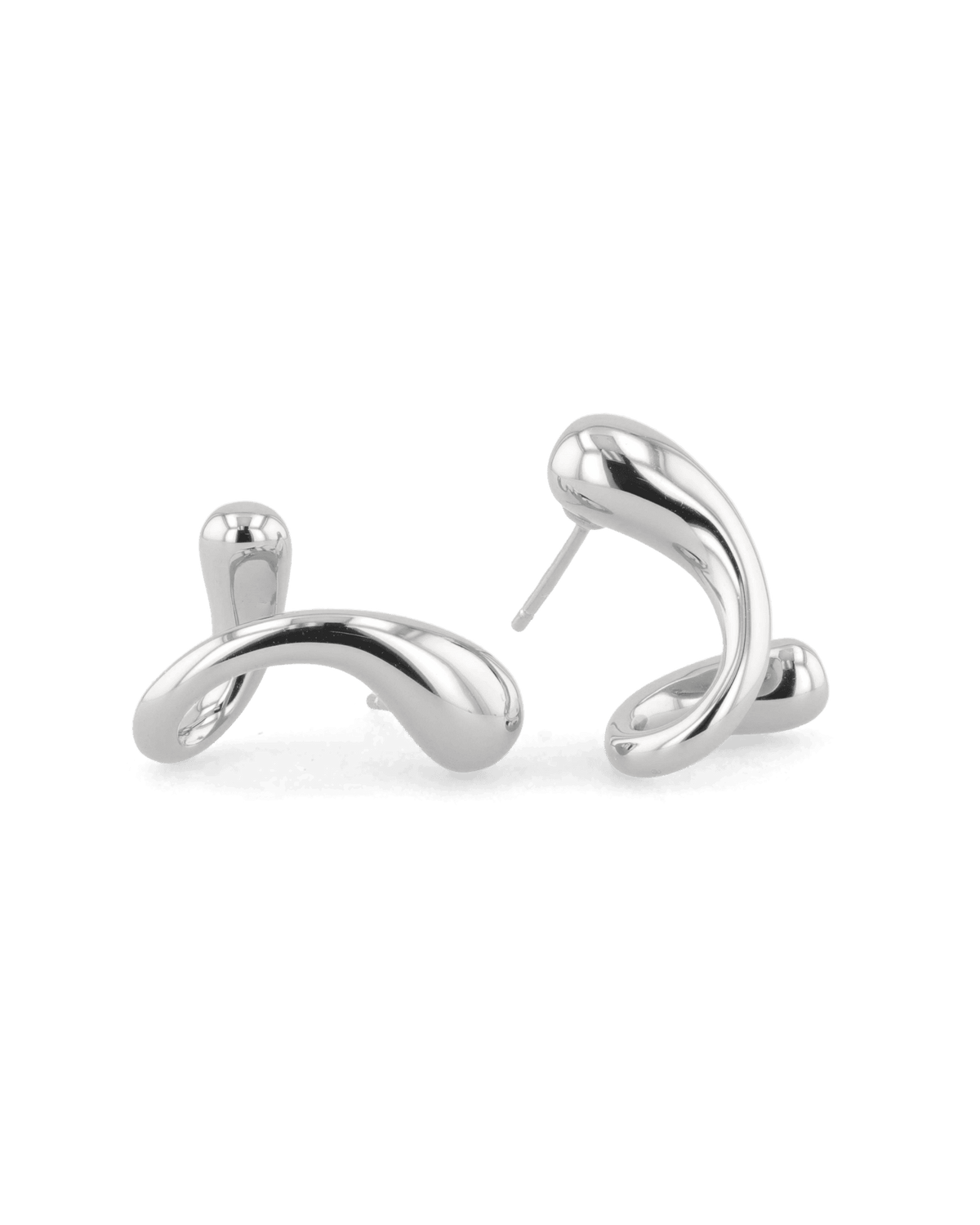 LAVANA Molten Curve Silver Earrings
