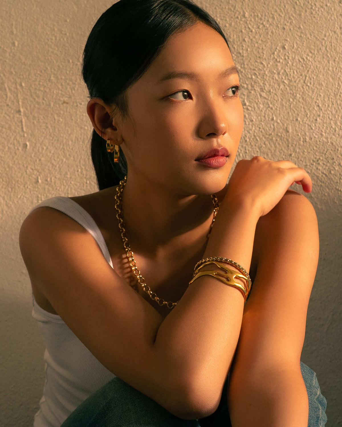 LAVANA Molten Open Gold Cuff Bracelet