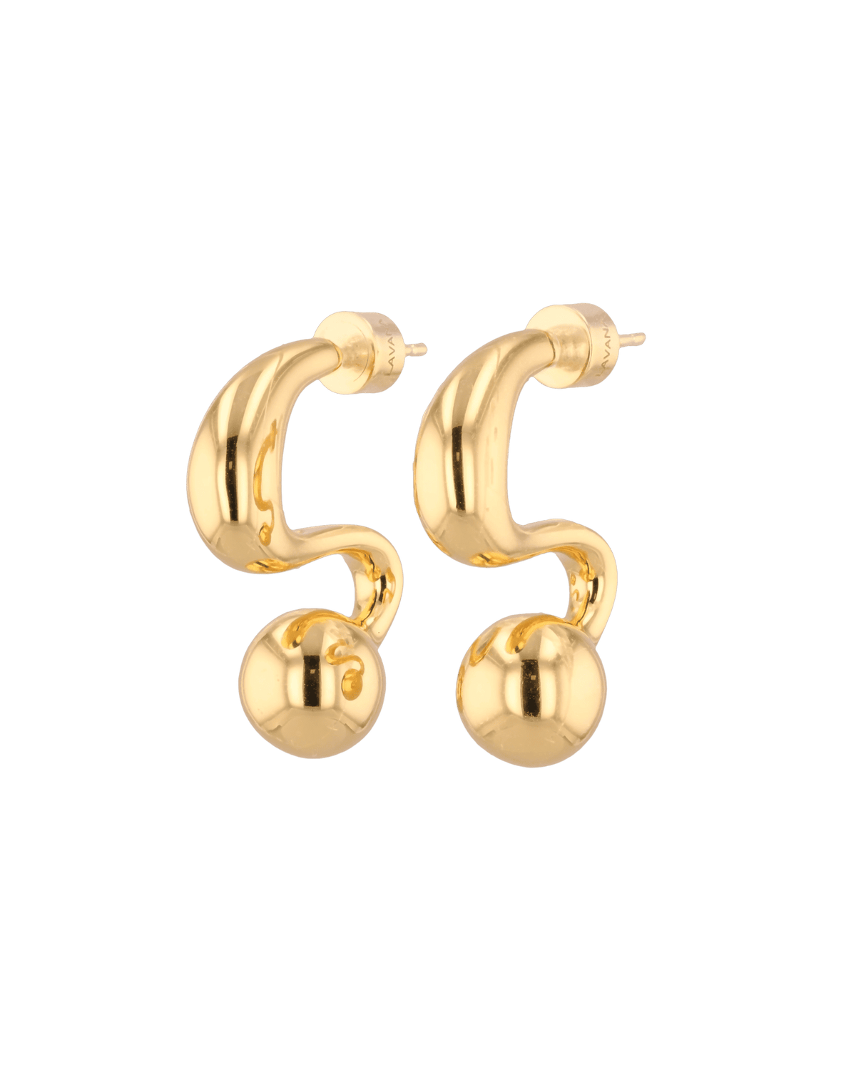 Image of Earrings. Product name - Molten Orb Gold Stud Earrings in colour by brand - LAVANA