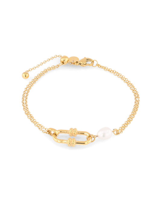 Image of Bracelets. Product name - Monaco Gold Pearl Bracelet in colour by brand - LAVANA