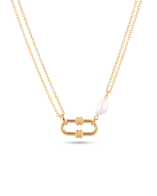 Image of Necklaces. Product name - Monaco Gold Pearl Necklace in colour by brand - LAVANA