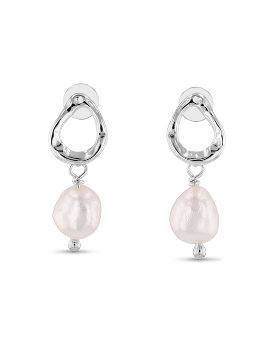 LAVANA Mondello Silver Pearl Drop Earrings