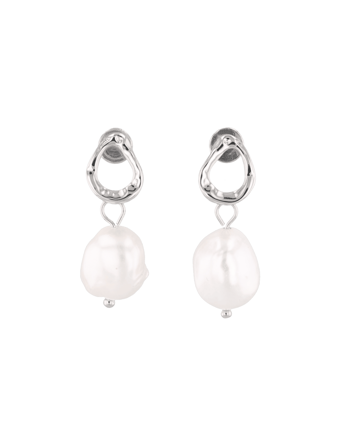 Image of Earrings. Product name - Mondello Silver Pearl Drop Earrings in colour by brand - LAVANA
