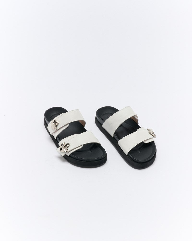 Walnut Melbourne Monroe Leather Slide (Off White)