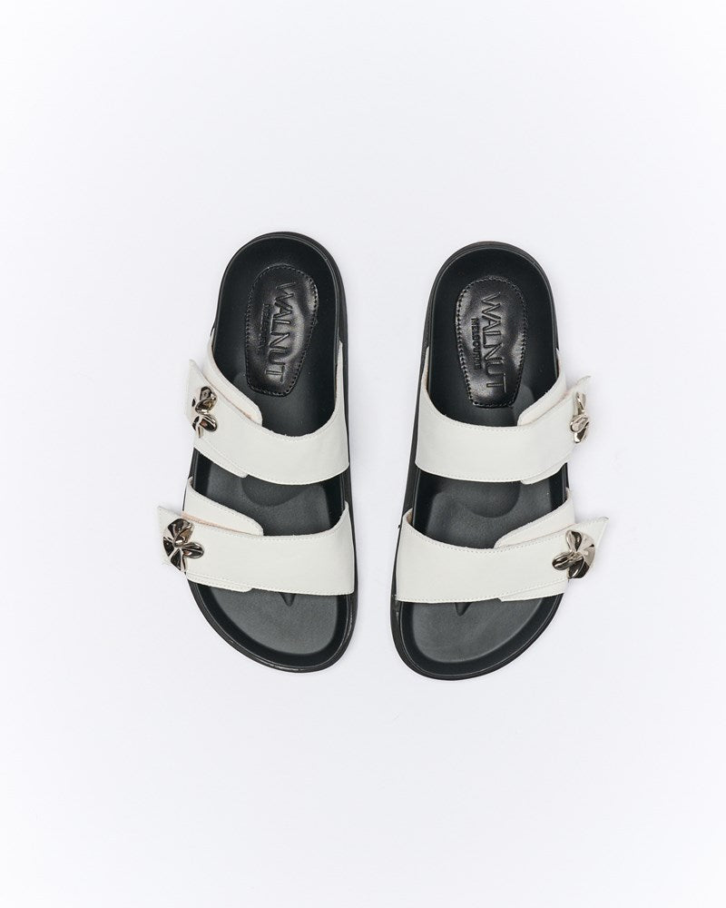 Walnut Melbourne Monroe Leather Slide (Off White)