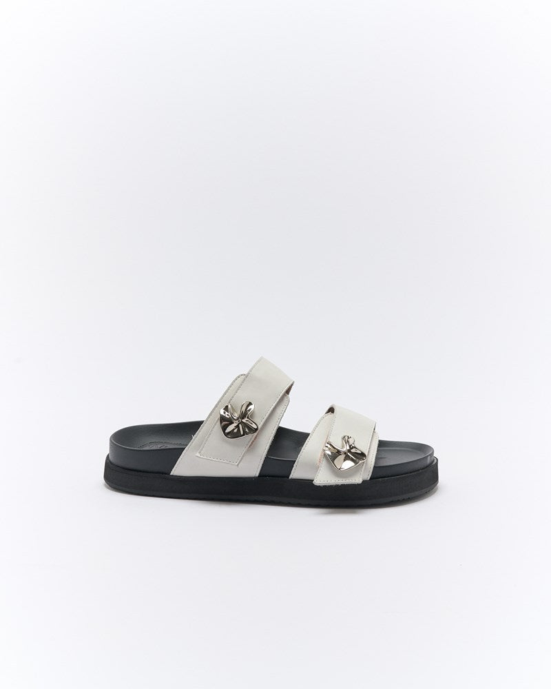 Walnut Melbourne Monroe Leather Slide (Off White)