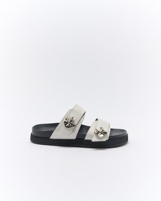Walnut Melbourne Monroe Leather Slide (Off White)