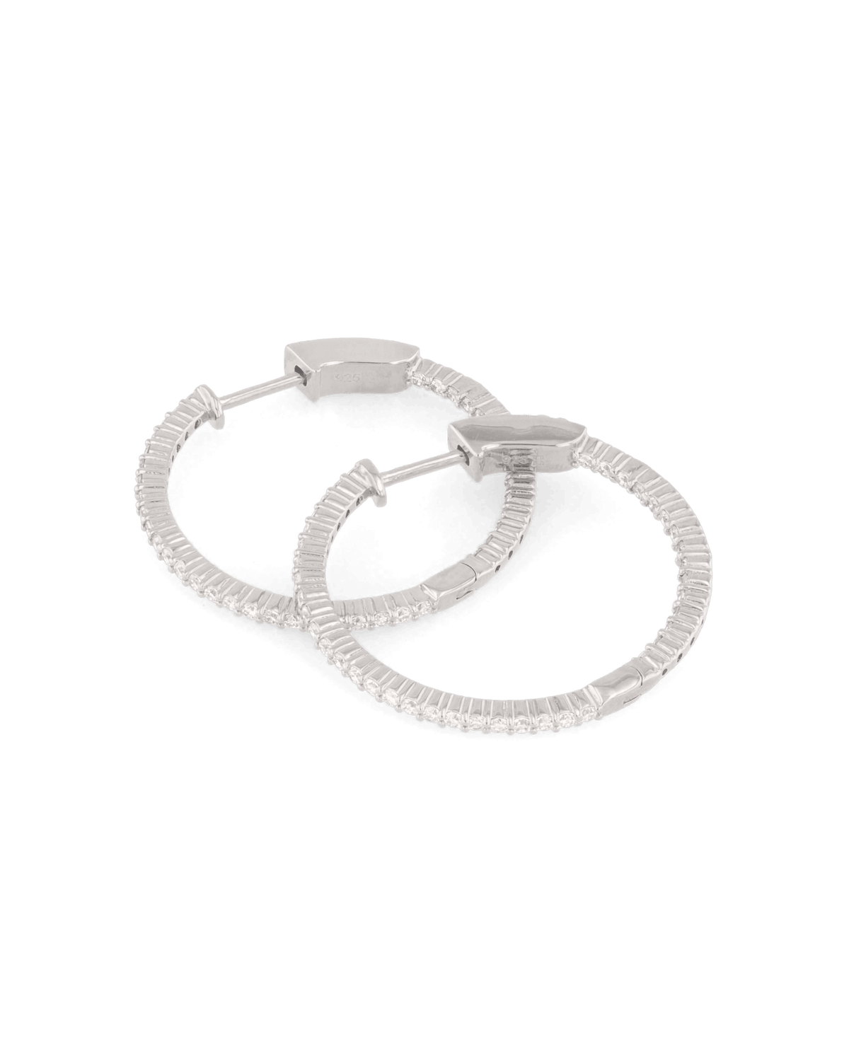 LAVANA Monte Carlo Silver Diamond Hoop Earrings