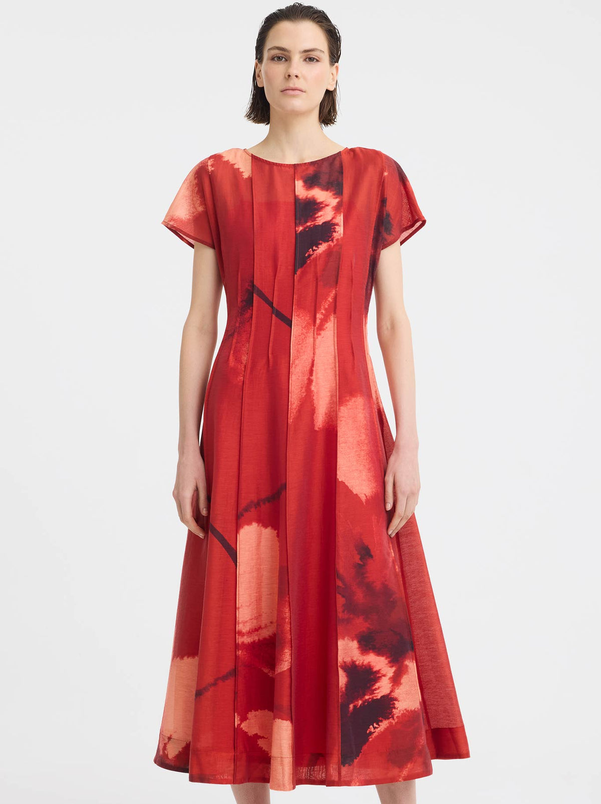 Image of Dresses. Product name - MORRISON ASTRA PINTUCK DRESS in Poppy colour by brand - Morrison