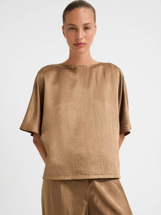 Image of Dresses. Product name - MORRISON JASMINE REVERSIBLE TOP in Bronze colour by brand - Morrison