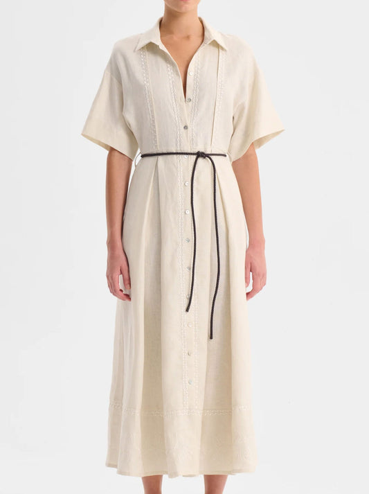 Image of Dresses. Productname: MORRISON MAISEY LINEN DRESS in Ecru colour by brand - Morrison